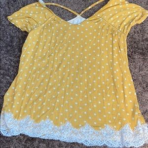 Rewind Yellow Polka Dot Size Medium T Shirt